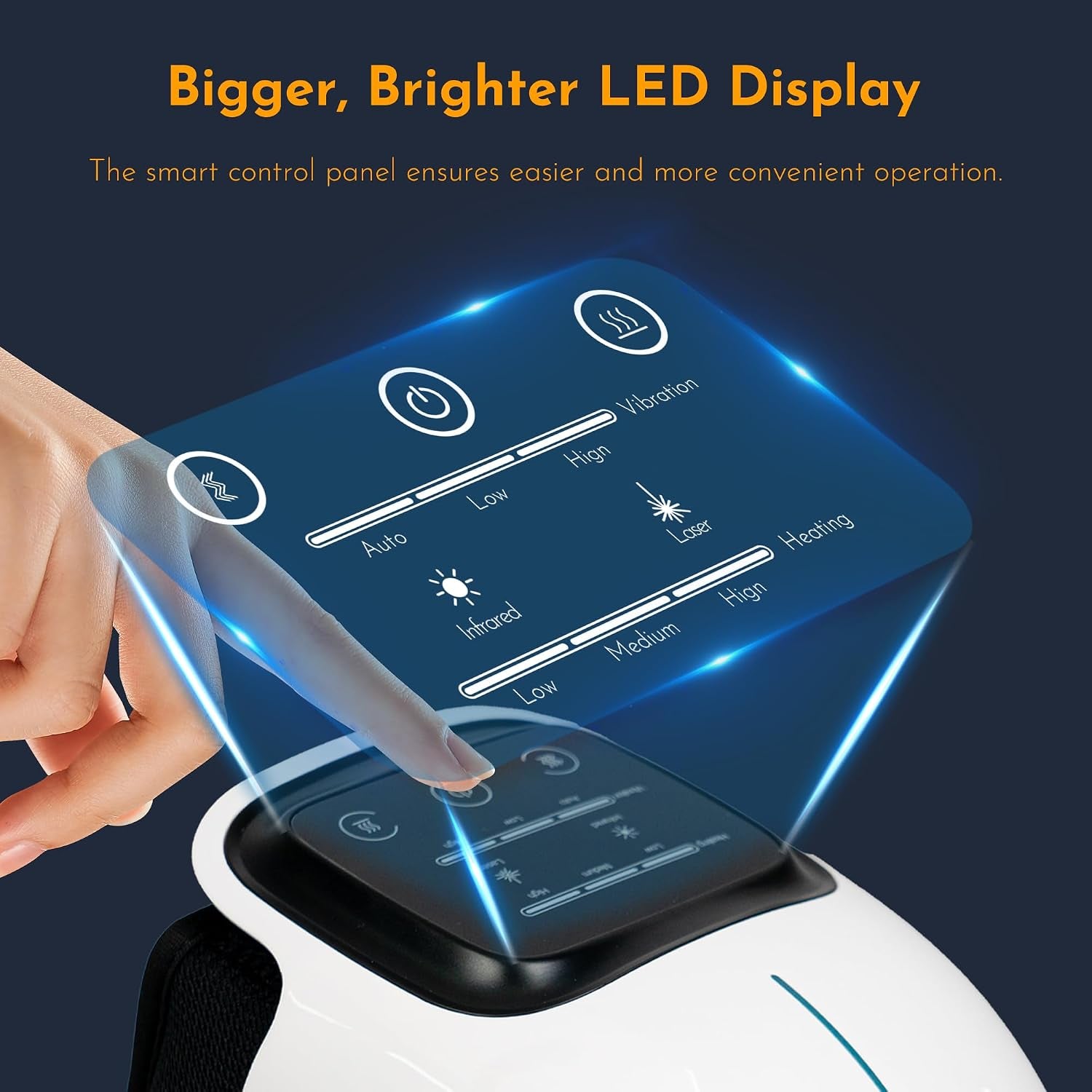 Knee Massager with Heat and Vibration,White | Cordless Wraparound Design, 3 Heat Levels, 3 Vibration Modes, Red Light, LED Touch Control, Gift for Women Men